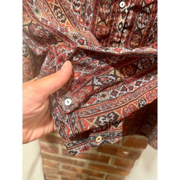 MNG Mango Printed Retro Boho Top Size 2 Business Casual - Picture 8 of 8